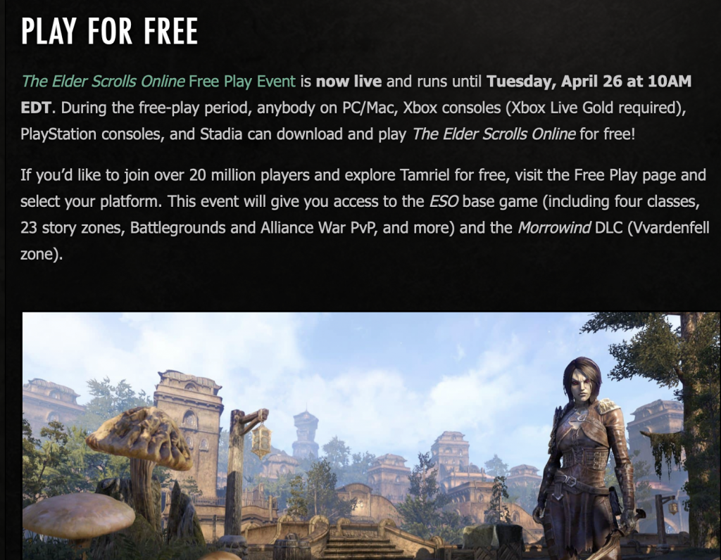The Elder Scrolls Online стала бесплатной до конца месяца