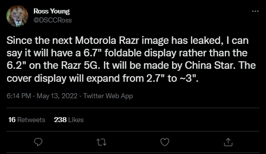 Инсайдер назвал спецификации складного смартфона Motorola Razr 3