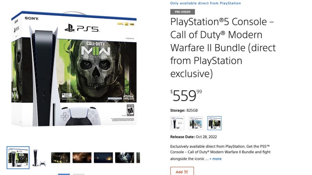 Sony открыла предзаказ на новую PlayStation 5 с комплектной Call of Duty: Modern Warfare 2