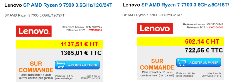 AMD Ryzen 9 7900 и Ryzen 7 7700 без индексов X появились на сайте европейского ритейлера