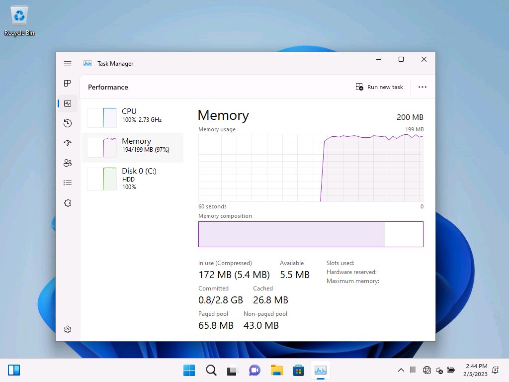 Облегченная версия Windows 11 теперь работает на компьютерах с 200 МБ оперативной памяти
